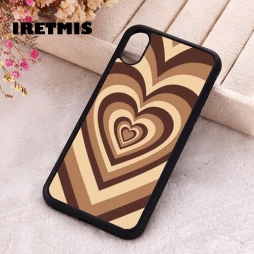 Iretmis 5 5S SE 2020 Phone Cover Case for iPhone 6 6S 7 8 Plus X Xs XR 11 12 Mini Pro Max Rubber Black And Cream Booming Hearts