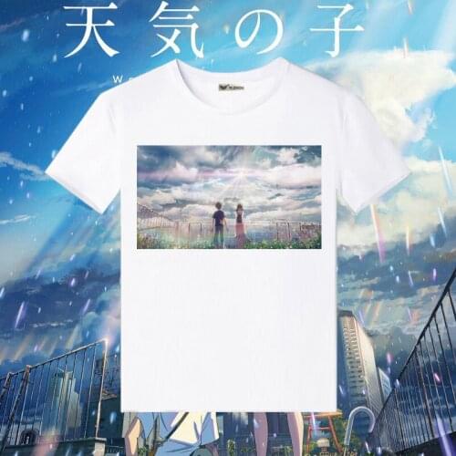 Tenkinoko Weathering With You Cosplay T Shirt Morijima Honano Summer T-Shirt Anime Cartoon Top Tee Halloween Cosplay Costume