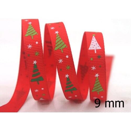 [IuBuFiGo] New 3/8" 9mm Christmas Tree Ribbon Printed Grosgrain Decoration Tape,Hair bows 100 yards/roll Free shipping