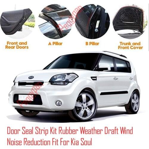 Door Seal Strip Kit Self Adhesive Window Engine Cover Soundproof Rubber Weather Draft Wind Noise Reduction Fit For Kia Soul