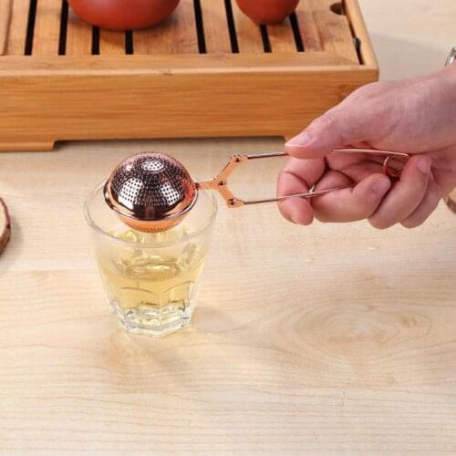 Hot Sales 1PCS Tea Infuser Stainless Steel Sphere Mesh Tea Strainer Coffee Herb Spice Filters Diffuser Handle Tea Ball Rose Gold