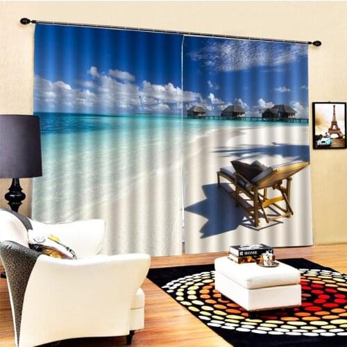 Fashion Customized 3D Curtains Photo 3D Curtains for Living Room Window blue landscape curtains