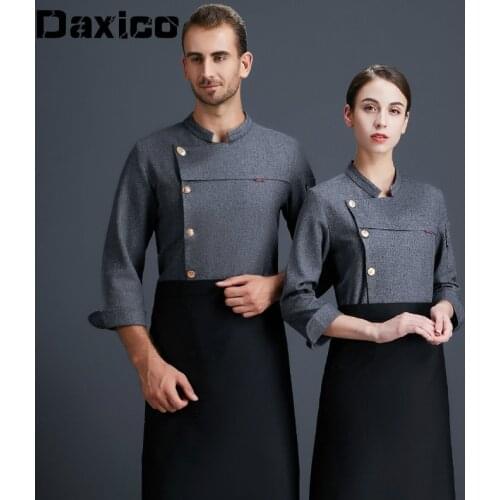 Men Western Restuant Long Sleeve Chef Jacket Men Coffee Shop Chef Uniform Hotel Staff Work Wear Man Food Service Waiter Uniform