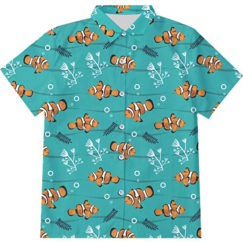 IFPD EU Size Men Hot Sale Clownfish Casual Button Shirt 3D Print Animal Casual Short Sleeve Summer Fashion Harajuku Shirts 6XL