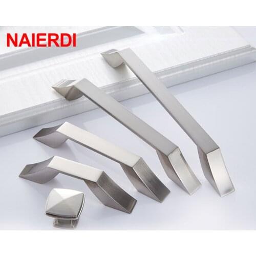 NAIERDI 10PCS Black Cabinet Handles Knobs Zinc Alloy Door Kitchen Knobs Brushed Cabinet Pulls Drawer Modern Furniture Handle