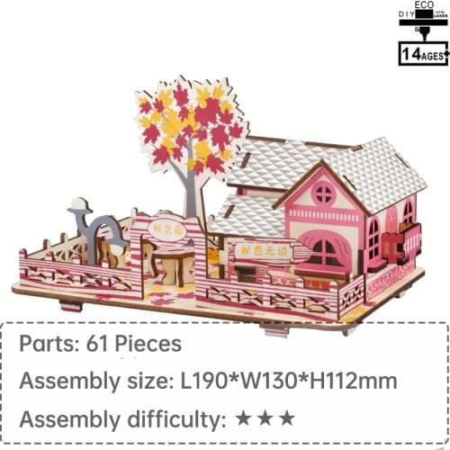 Autumn House 3D wooden puzzle wooden toys jigsaw puzzle educational games wooden puzzle kids gifts interactive toys