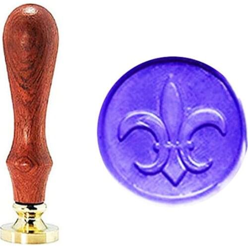 Vintage Fleur-de-lis Custom Picture Logo Wedding Invitation Wax Seal Sealing Stamp Rosewood Handle Set