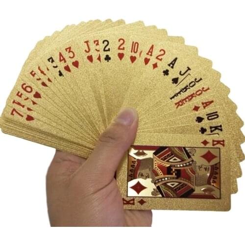 24K Gold Playing Cards Plastic Poker Game Deck Foil Pokers Pack Magic Cards Waterproof Card Gift Collection Gambling Board Game