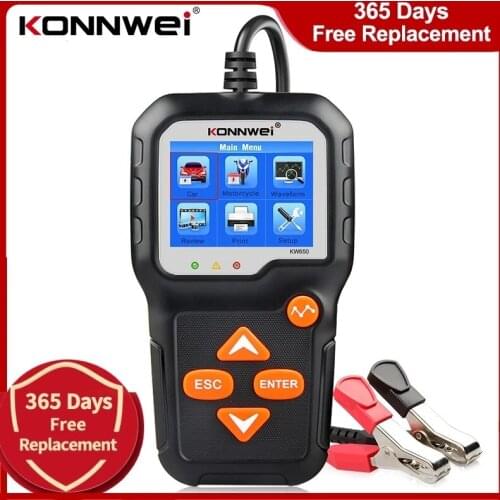 Professional Battery Tester 100-2000 CCA Cranking Voltage Tester KW650 for Car/Boat/Motorcycle Automotive Diagnostic Tool