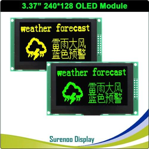 Real OLED Display, 3.37" 240*128 240128 Graphic LCD Module Display Screen LCM Panel SSD1322 6080 8080 Parallel Serial SPI