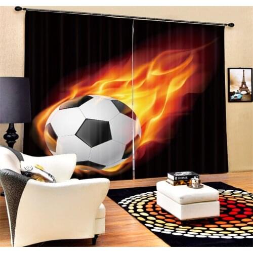 Customized Football Luxury 3D Blackout Window Curtain Drapes For Living room Bed room Hotel Wall Tapestry Cortinas