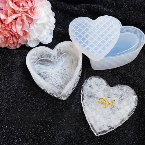 Silicone Storage Box Epoxy Resin Mold DIY Crystal Mold Heart-shaped Cut Mold Round Box Mold Jewelry Making Tools Gift Box Moulds