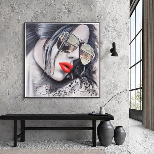 Sunglasses girl Wall Paintings Print On Canvas Wall Art Prints Art Prints Modern Pop Art Wall Pictures For Living Room Unframed