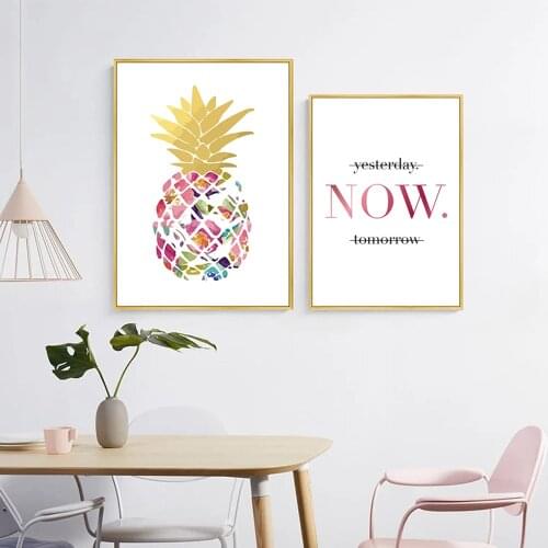 Modern Yellow Gold Pineapple Canvas Paintings Wall Art Nordic Posters Pictures For Office Living Room Home Decoration