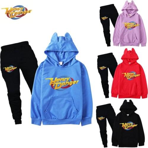 Henry Danger Kids Tracksuit Autumn boy Clothing Sets Hero Cartoon Children Boys Girls Clothes Kids Hooded Pants 2 Pcs Suits