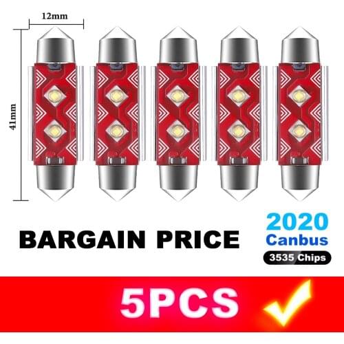 5pcs C5W C10W Led Bulb Festoon 31mm 36mm 39mm 41mm Canbus Error Free 3535 Chips Super Brighter Car Interior Dome Reading Auto