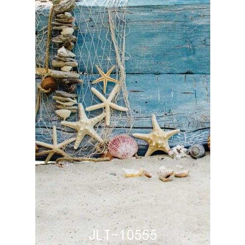 Fabric Custom Photography Backdrops Prop Wooden Seaside Starfish Photo Studio Backgrounds for Wedding Children Baby photocall