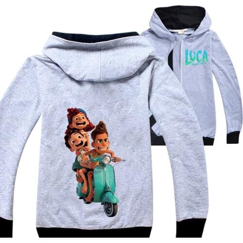 Boys Hoodies Spring Cartoon Luca Printed Hoodies Coat For Girls Toddler Clothes Kids Sweatshirt Outerwear 5-16 Years Children Ja