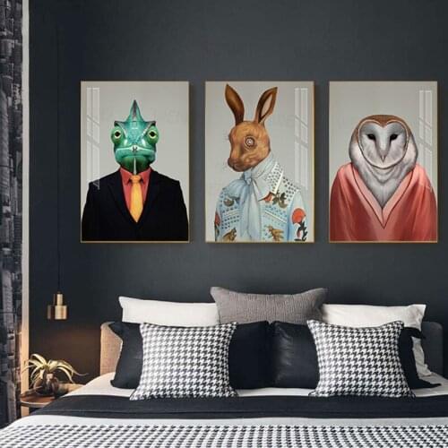 Unique Abstract Monsters Canvas Painting Nordic Bat Poster Print Fashion Wall Art Pictures for Living Room Bar Hd Animal Posters