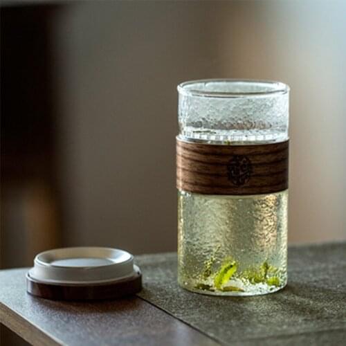 High Quality Glass Tea Cup Chinese Kung Fu Tea Set with Filter Pu'er Tea Cup Household Transparent Convenient Flower Tea Cup