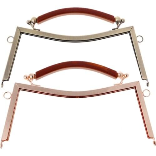 1PC Metal Frame Clasp Handle Lock For Sewing Coin Purse Bag Accessories DIY Handbag Purse Frame 20.5cm Bronze/Light gold