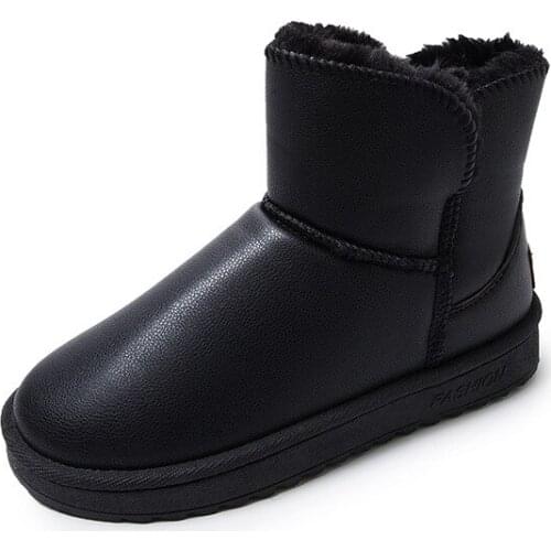 2021 Early New British Style Womens Boots Round Toe Loe Heel Slip-on Plush Thickening Snow Boots with Platform Waterproof