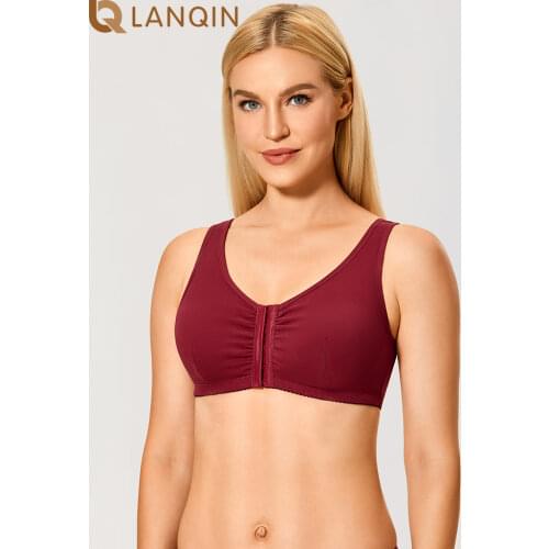 Womens Comfort Racerback Front Closure Cotton Bra Post Surgery Wireless