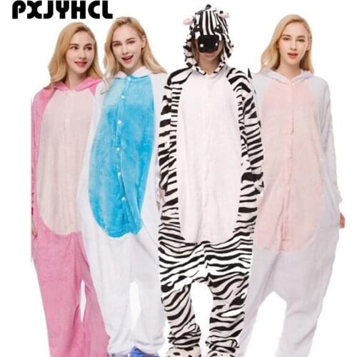 Adult Anime Kigurumi Onesie Stripe Zebra Unicorn Costume For Women Animal Party Onepieces Sleepwear Disguise Home Clothes Girl