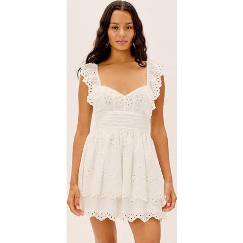 2021 Fashion Women Elegant Vintage sweet lace Embroidery white Dress Stylish Sexy V-Neck Casual Slim Beach Summer dress
