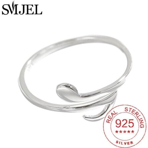SMJEL Real 925 Sterling Silver Beating Music Note Finger Rings Silver 925 Jewelry for Women Bague Bijoux Femme Wedding Ring