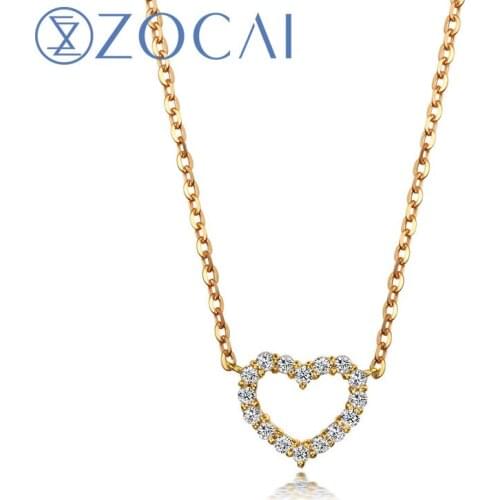 ZOCAI brand 0.26 CT CERTIFIED 18K rose gold heart shape DIAMOND Pendant 18K ROSE GOLD CHAIN Necklace Fine Jewelry D00509