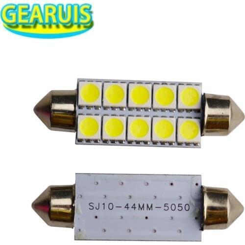 100pcs Festoon C5W LED 44mm 1.73in 10 SMD 5050 LED 0.6W 50MA Dome light Reading lights white Blue yellow warm white DC 12V