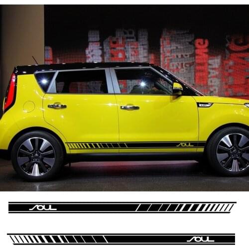 2PCS Car Styling Racing Stripes Stickers For Kia Soul Auto Door Side Skirt Decor Captivating Stylish Vinyl Decal Car Accessories