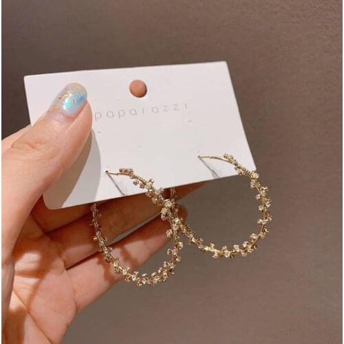 2019 Shiny Rhinestone Statement Big Hoop Earrings For Women Girls Party Geometric Crystal Circle Brincos Jewelry