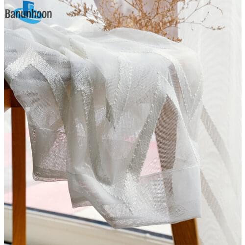 2019 Time-limited Cortinas Dormitorio Curtains Nordic Window Screen Tulle Grid Wave Sheer For Bedroom Balcony Drapes Fabric