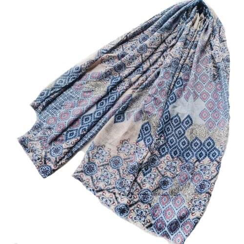 2021 Fashion Newest Geo Pattern Printed Cotton Viscose Scarf Shawls Wraps 10pcs/lot