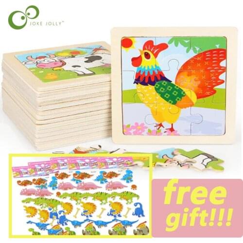 3Pc 3D Wooden Jigsaw Puzzles for Children Kids early Toys shape color Cartoon Animal/Traffic Puzzles Baby Educational Puzles WXK