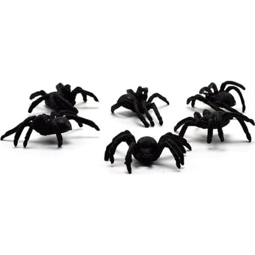 5pcs Black Spider Haunted House Spider Web Bar Party Decoration Simulation Magic Tricky Toy Horror Halloween Decoration 4.5cm