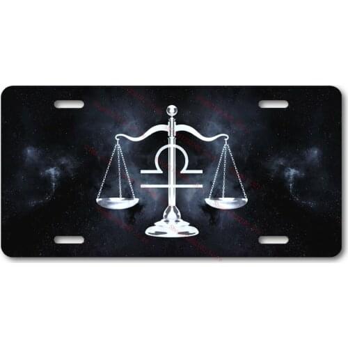 Libra Zodiac Astrology License Plate Car Metal Posters Retro Tin Signs for Home Bar Pub Club Man Cave Wall Decor