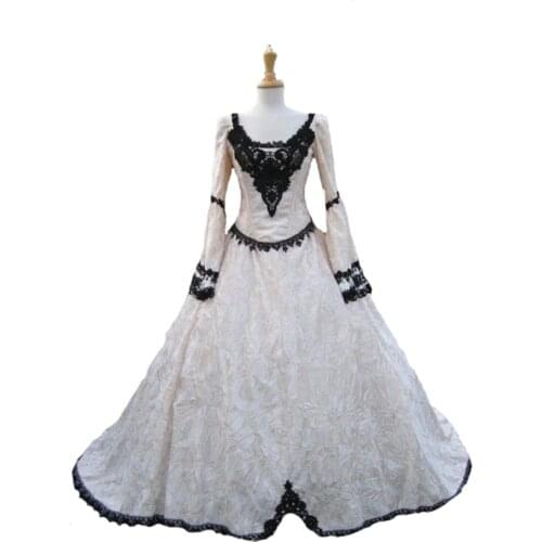 Victorian rococo ball gown Cosplay Dress White Vintage 18th Century Dress Medieval dress Long Sleeves Dress