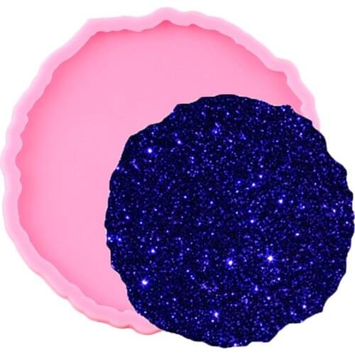 Shiny High Quality Round Silicone Tray Molds Epoxy Resin Molds Coaster DIY Geode Coasters Mould for Coffee Table