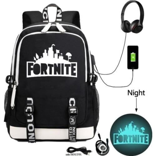 Fashion Canvas Backpack For Teenagers FORTNITE Game USB Charging schoolbag Unisex Daily Backpack Halloween Carnival Party
