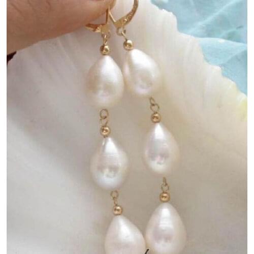 PERFECT A PAIR 9-10MM SOUTH SEA WHITE NATURAL PEARL EARRING