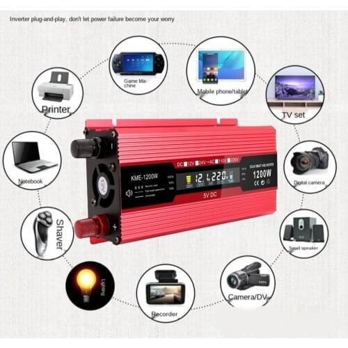 Pure Sine Wave Power Inverter 1200W 2000W 12V DC to AC 220V Car Inverter