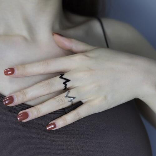 Retro Punk Do The Old Wind Does Not Fade The Hollow Love Two-piece Combination Stacking Ring Female Ins Cold Wind Jewelry