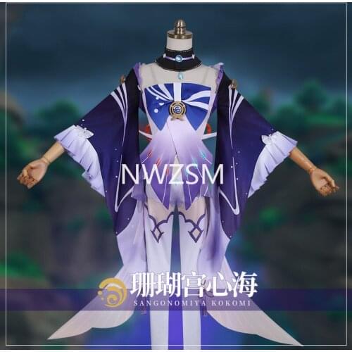 Game Genshin Impact Kokomi Cosplay Costume Sangonomiya Kokomi Cosplay Costume Sexy Women Dress Halloween Ribbon Full Set