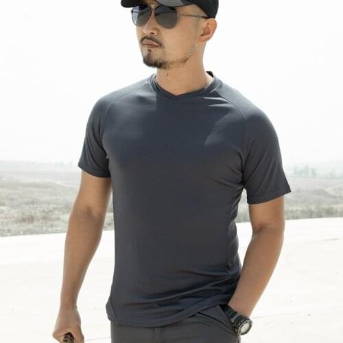 Summer Quick Dry Tactical T-shirt Thin Stretch Breathable Short Sleeve T Shirt Tops Men Outdoor Training Sports Hiking T-shirt