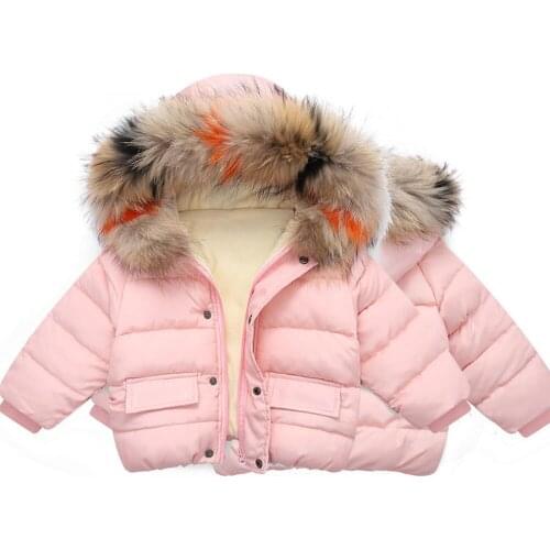 Fashion Baby kids Jackets Fur collar Warm Winter Clothes Kids Hoodies Jacket Children Outerwear Boys Girls Parka Coat
