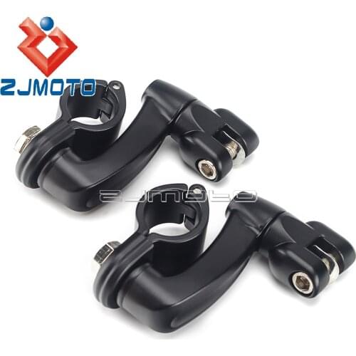 Motorcycle Black/Chrome 1-1/4" 32mm Engine Guard Footpeg Footrest Clamps Mounting Kit For Harley Cafe Racer Honda Kawasaki