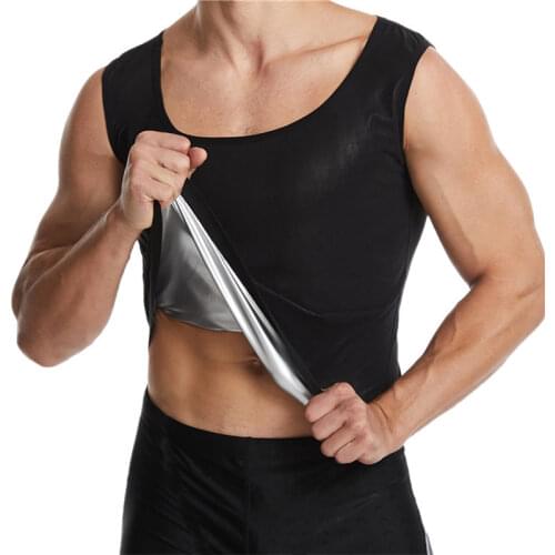 Men Thermo Shirt Sweat Sauna Tank Tops Body Shapers Waist Trainer Slimming Vest Fitness Shapewear Belt Compression Workout Shirt